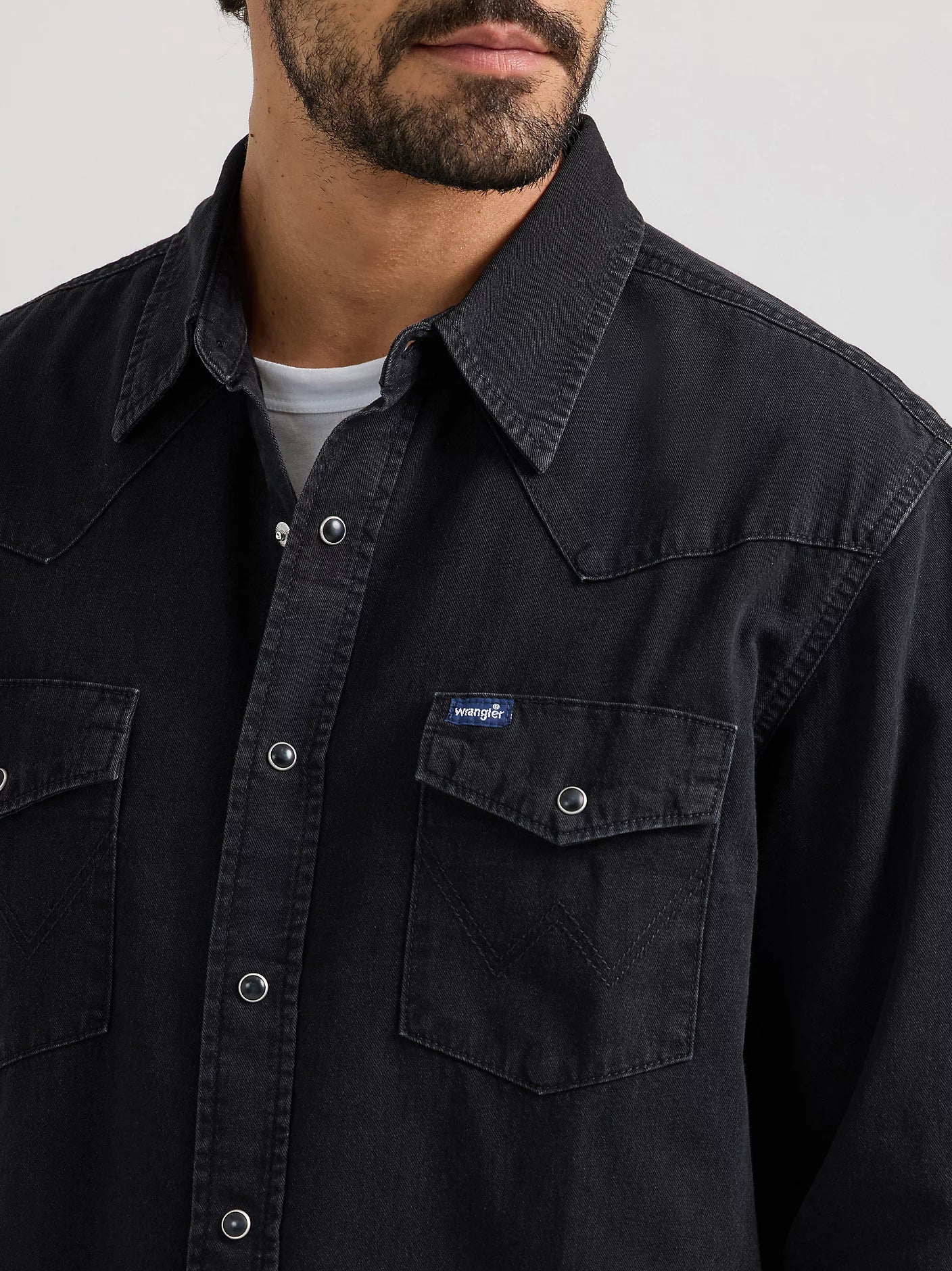 MENS CLASSIC DENIM SNAP SHIRT- BLACK