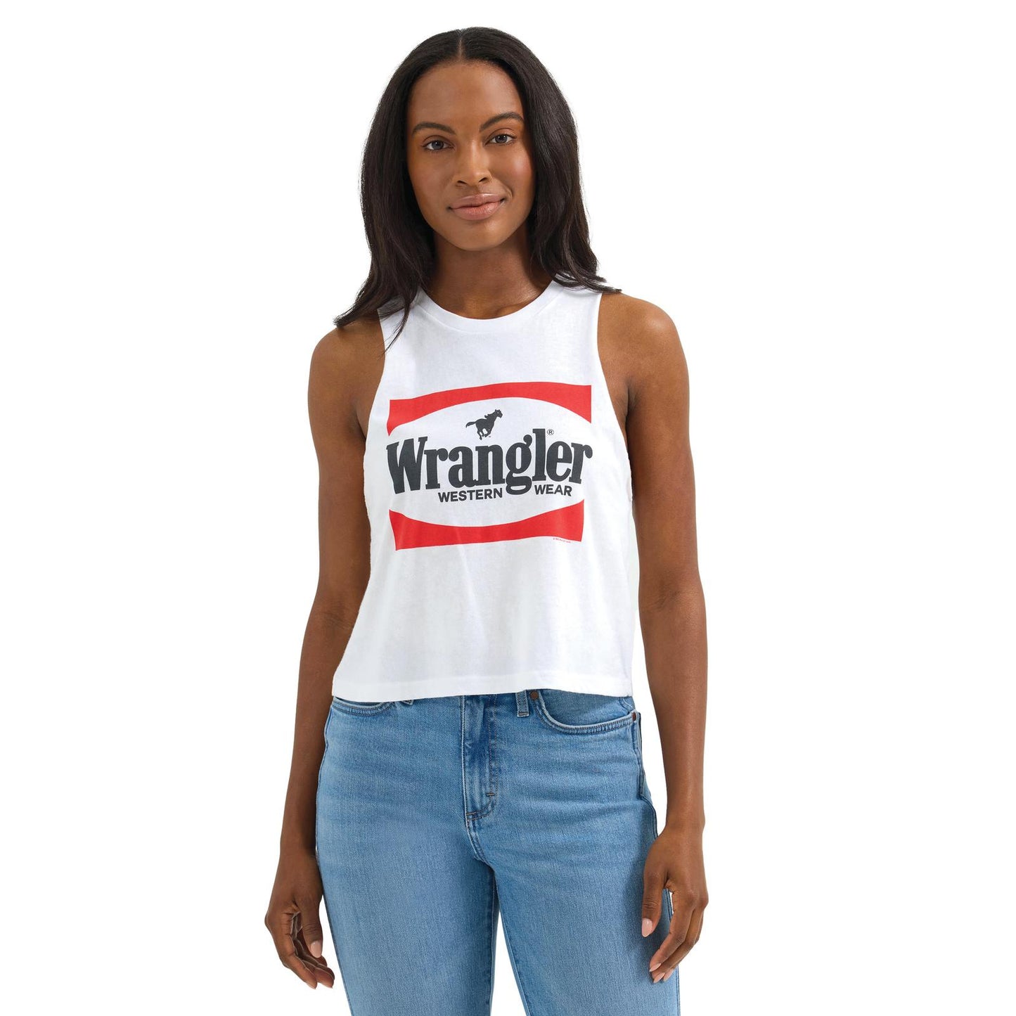 LADIES WRANGLER FESTIVAL CROPPED TANK