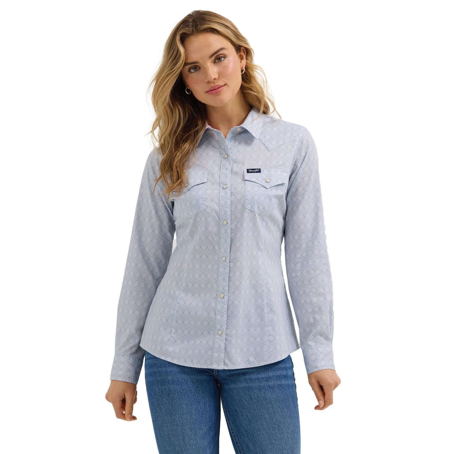 LADIES WRANGLER BLUE DIAMOND SNAP SHIRT