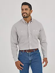 MENS GEORGE STRAIT TWO POCKET SHIRT- WHITE/GREY