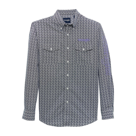 MENS WRANGLER NAVY/PURPLE LOGO SHIRT