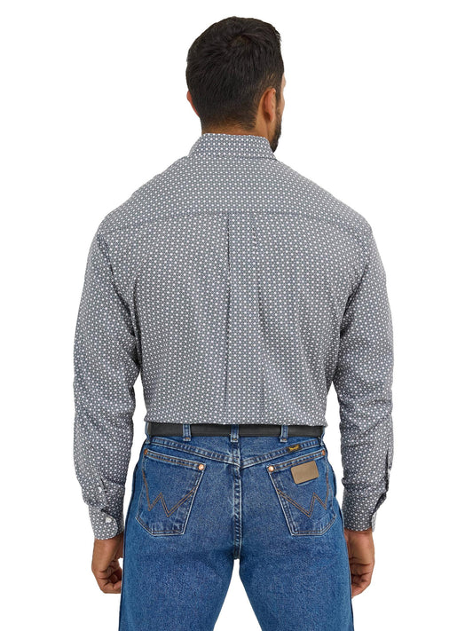 MENS "BUCKING CANCER" GREY/PINK BUTTON SHIRT