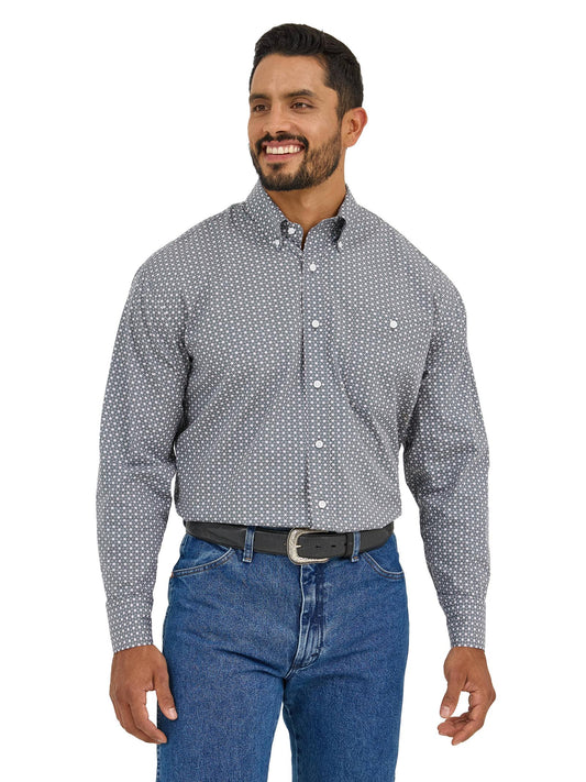 MENS "BUCKING CANCER" GREY/PINK BUTTON SHIRT