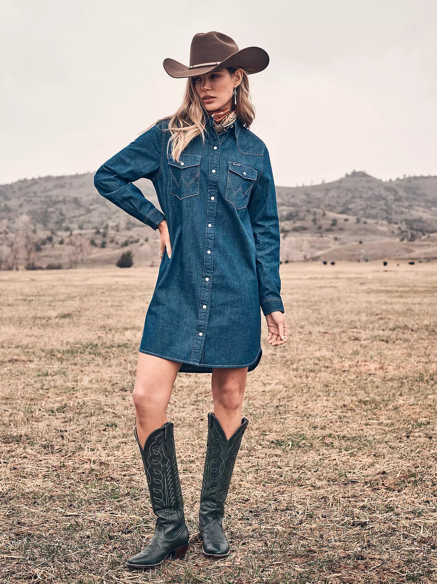 LADIES WRANGLER DENIM SHIRT DRESS