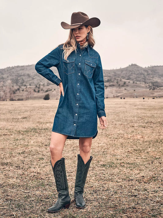 LADIES WRANGLER DENIM SHIRT DRESS