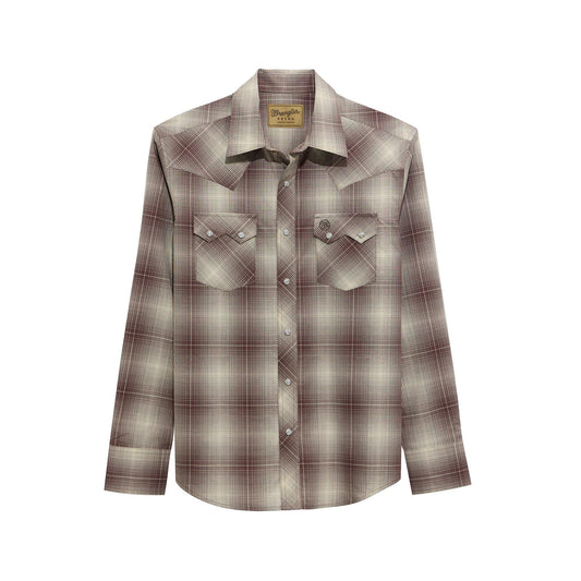 MENS RETRO PLAID BROWN SHIRT