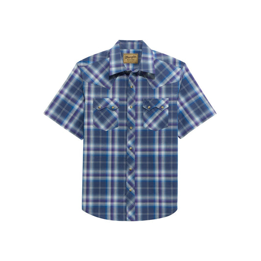 MENS RETRO BLUE PLAID SHIRT