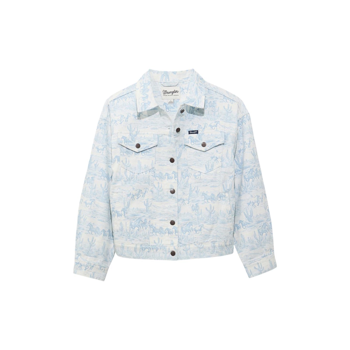 LADIES RETRO PRINTED DENIM JACKET