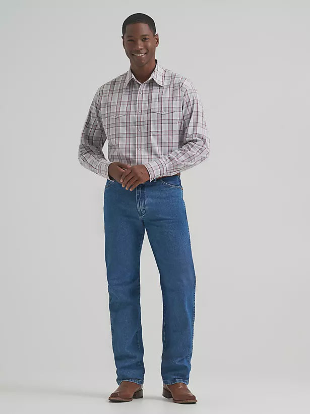 MENS GREY/RED PLAID WRINKLE RESIST SHIRT