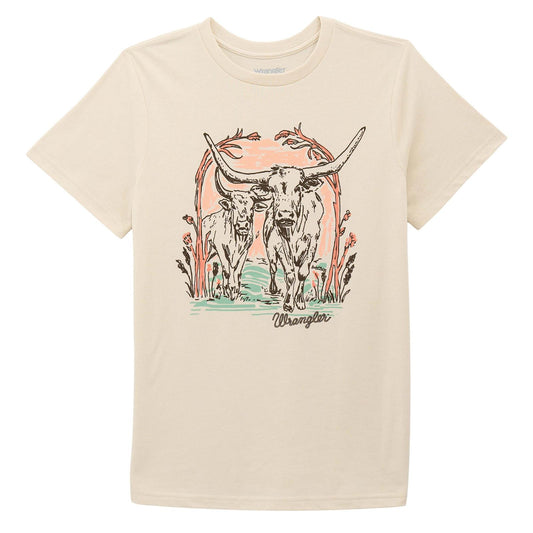 LADIES LONGHORN WHITE TSHIRT
