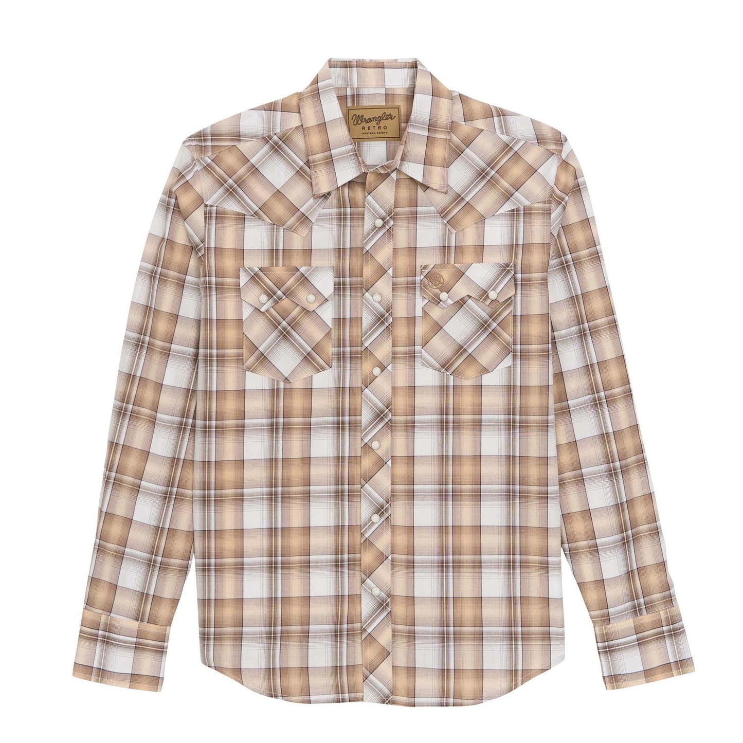 MENS RETRO TAUPE PLAID SHIRT