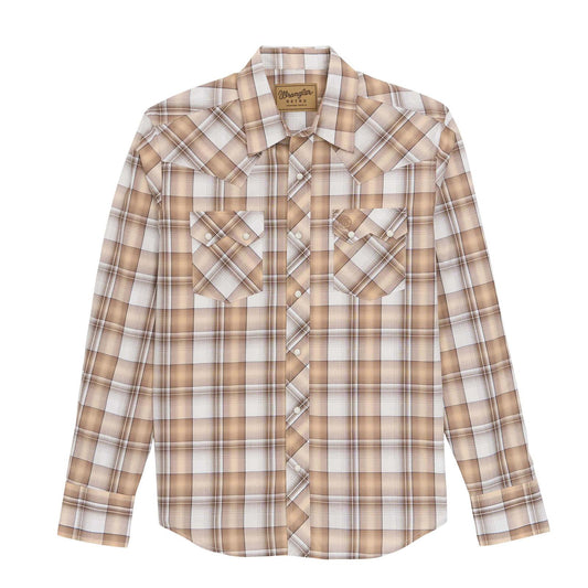 MENS RETRO TAUPE PLAID SHIRT
