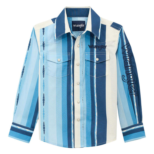 BOYS LOGO BLUE STRIPED SHIRT