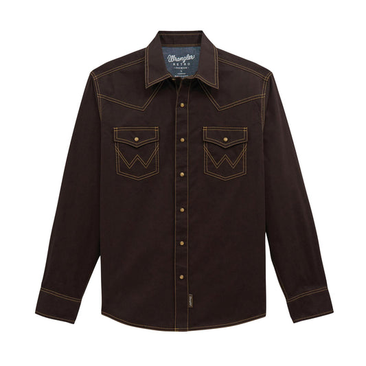MENS WRANGLER RETRO BROWN SHIRT