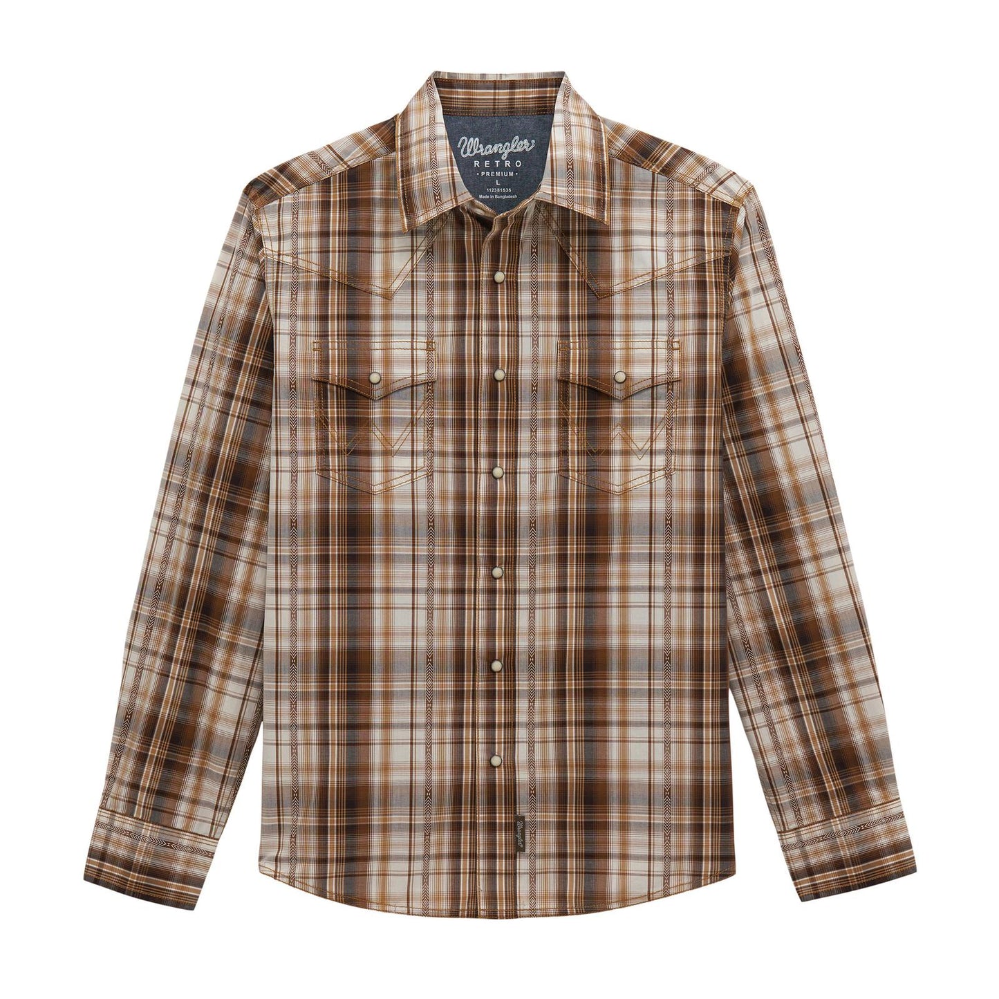 MENS WRANGLER RETRO BROWN PLAID SHIRT
