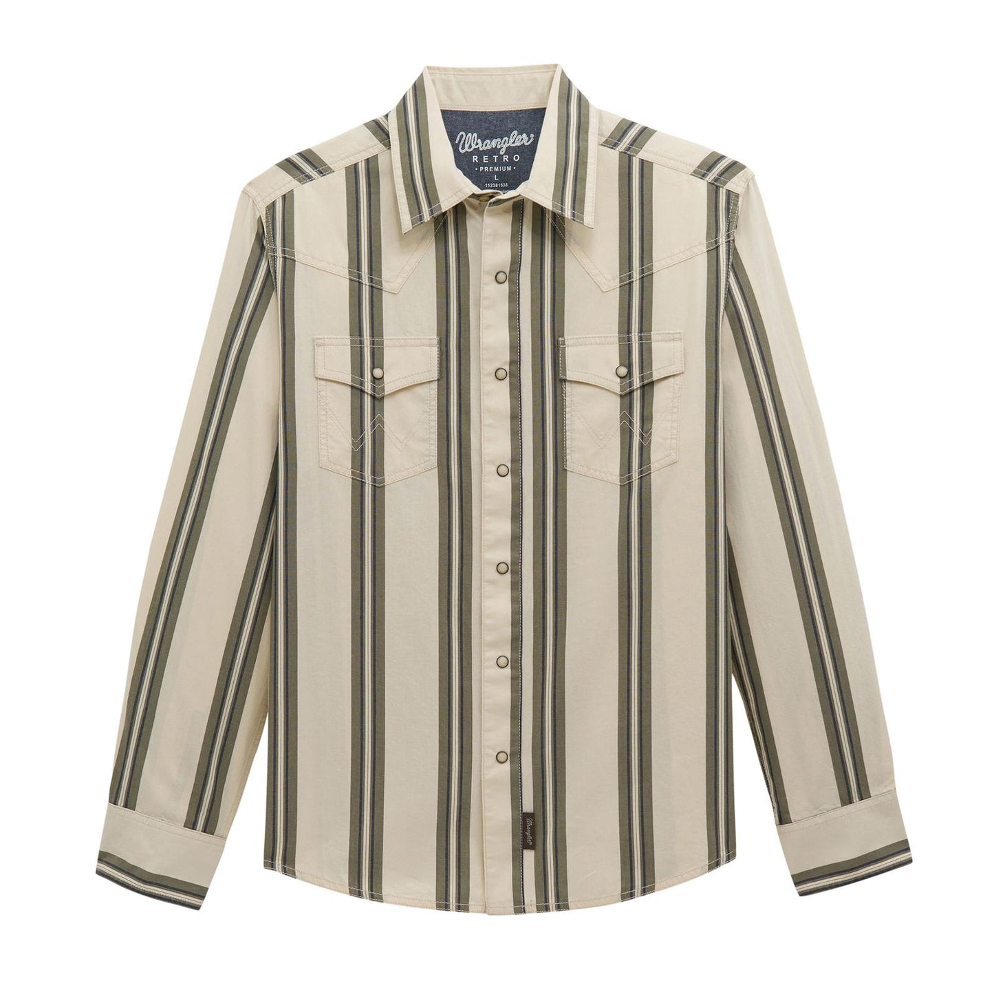 MENS WRANGLER GREEN/WHITE RETRO SHIRT