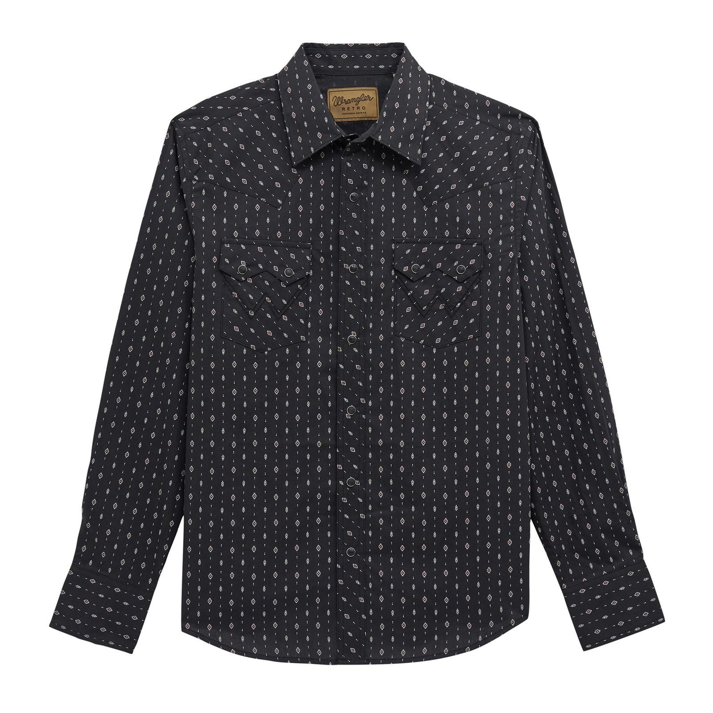 MENS WRANGLER BLACK PATERNED SHIRT
