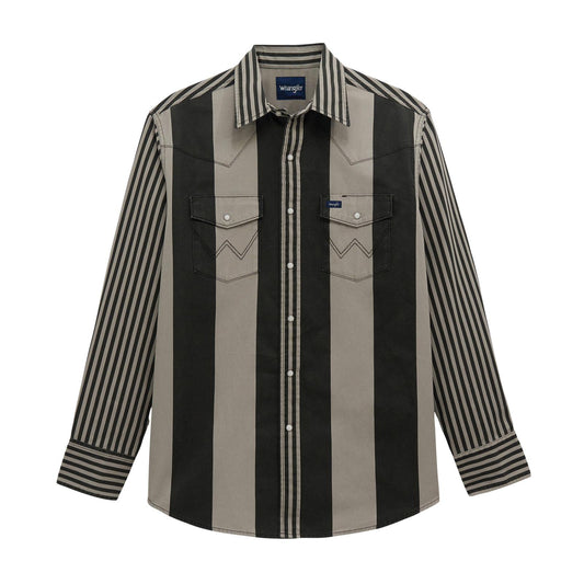 MENS WRANGLER BLACK/GREY BRUSHPOPPER SHIRT
