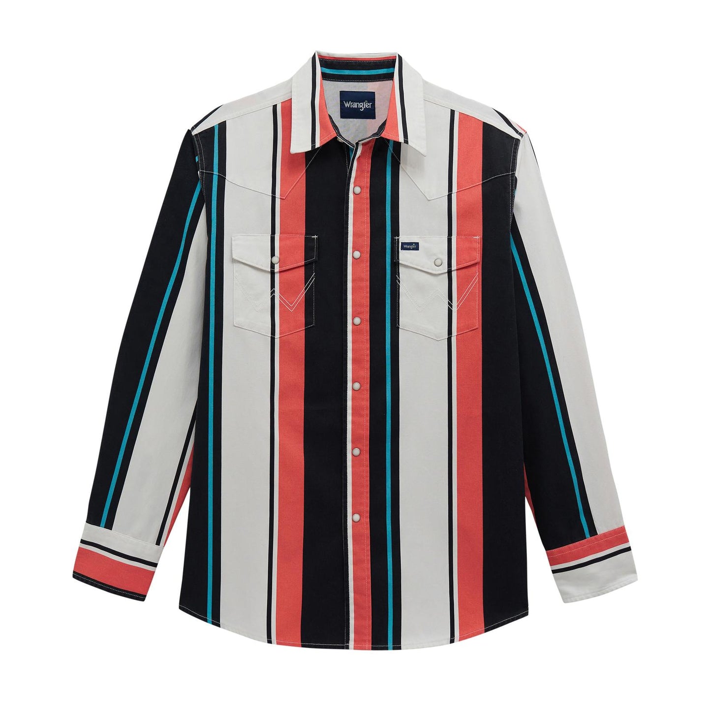 MENS WRANGLER BLACK/PINK BRUSHPOPPER SHIRT
