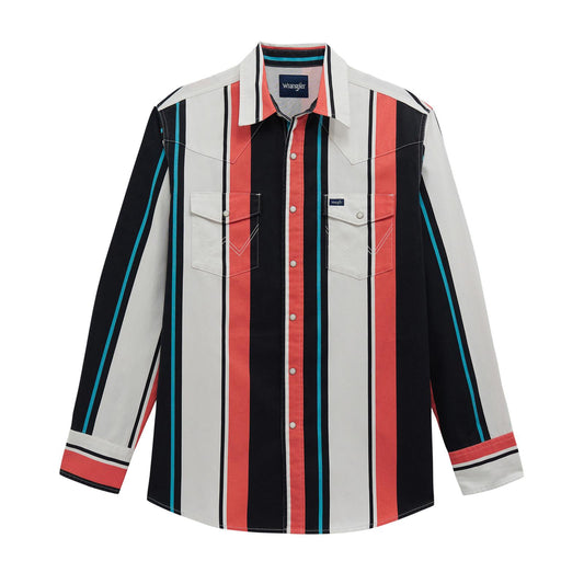 MENS WRANGLER BLACK/PINK BRUSHPOPPER SHIRT