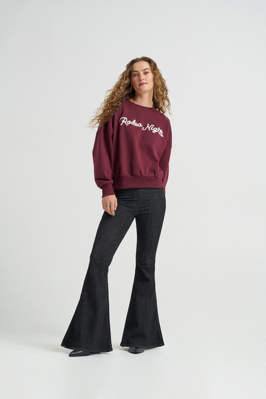 LADIES WRANGLER X LAINEY WILSON RODEO NIGHTS RED SWEATSHIRT