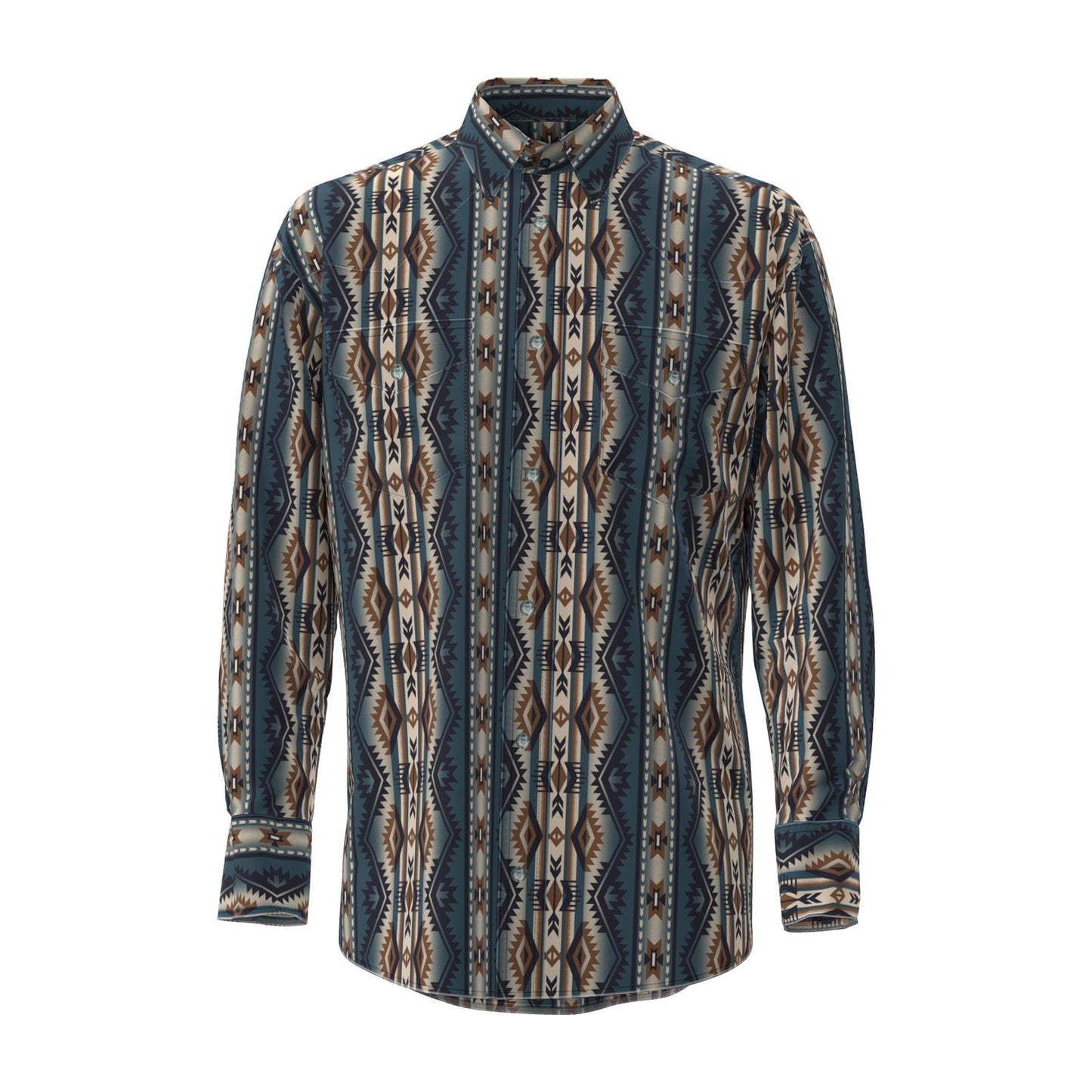 MENS WRANGLER TEAL/BROWN CHECOTAH SHIRT