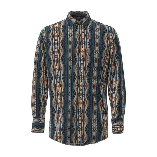 MENS WRANGLER TEAL/BROWN CHECOTAH SHIRT