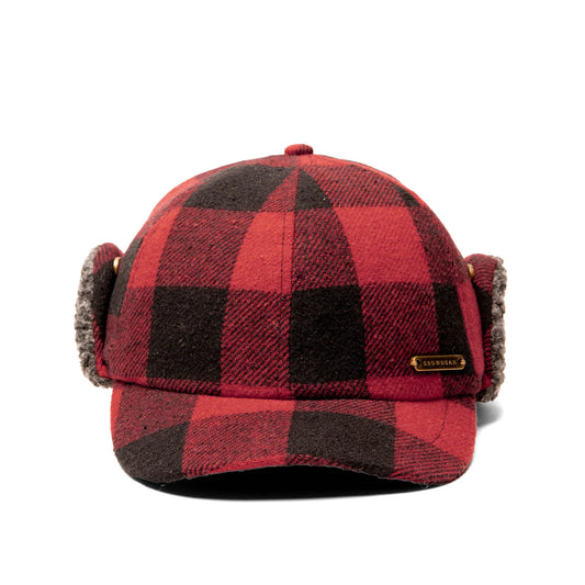 WOOL BLEND BUFFALO CHECK CAP- RED PLAID