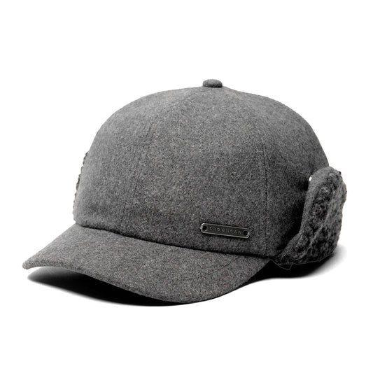 SOLID WOOL BLEND MELTON CAP- CHARCOAL