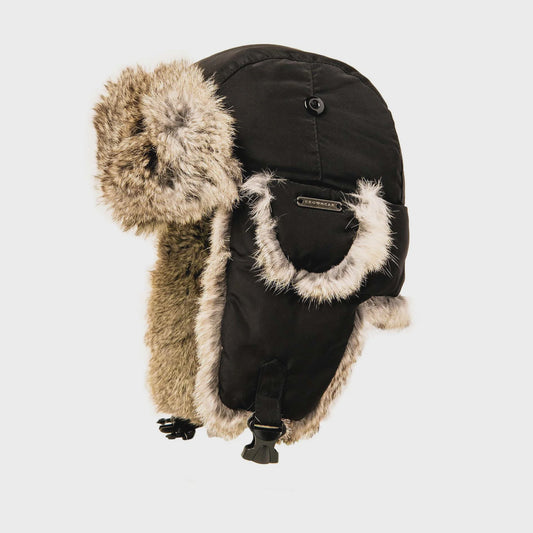 AVIATOR WITH RABBIT TRIM- BLACK/GREY