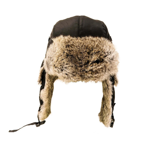 AVIATOR WITH RABBIT TRIM- BLACK/GREY