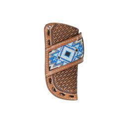 VERTICAL KNIFE SHEATH WITH BLUE EMBROIDERY