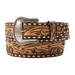 MENS WIDE TAN ROUGHOUT BELT W/ BUCK LACING