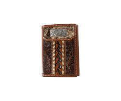 BRAIDED HORSEHAIR WITH CONCHO TRIFOLD WALLET