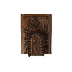 MENS EMBOSSED UTILITY WALLET W/ SCROLL EDGE