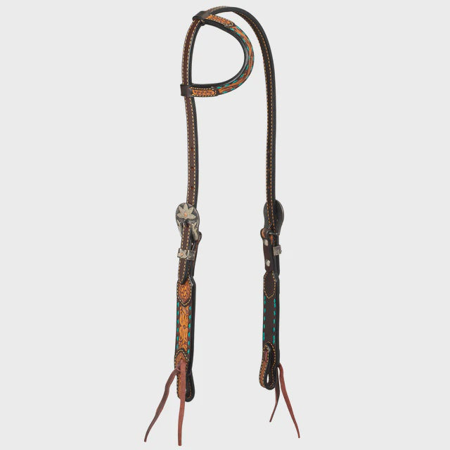 TURQUOISE BUCKSTITCH SLIDING EAR HEADSTALL