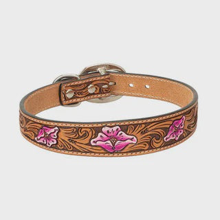 WEAVER PINK FLORAL DOG COLLAR - 15"