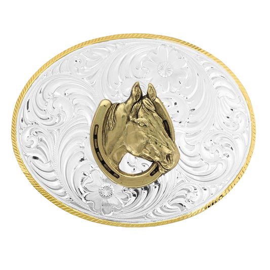 MONTANA PETITE 2-TONE BUCKLE - HORSE HEAD