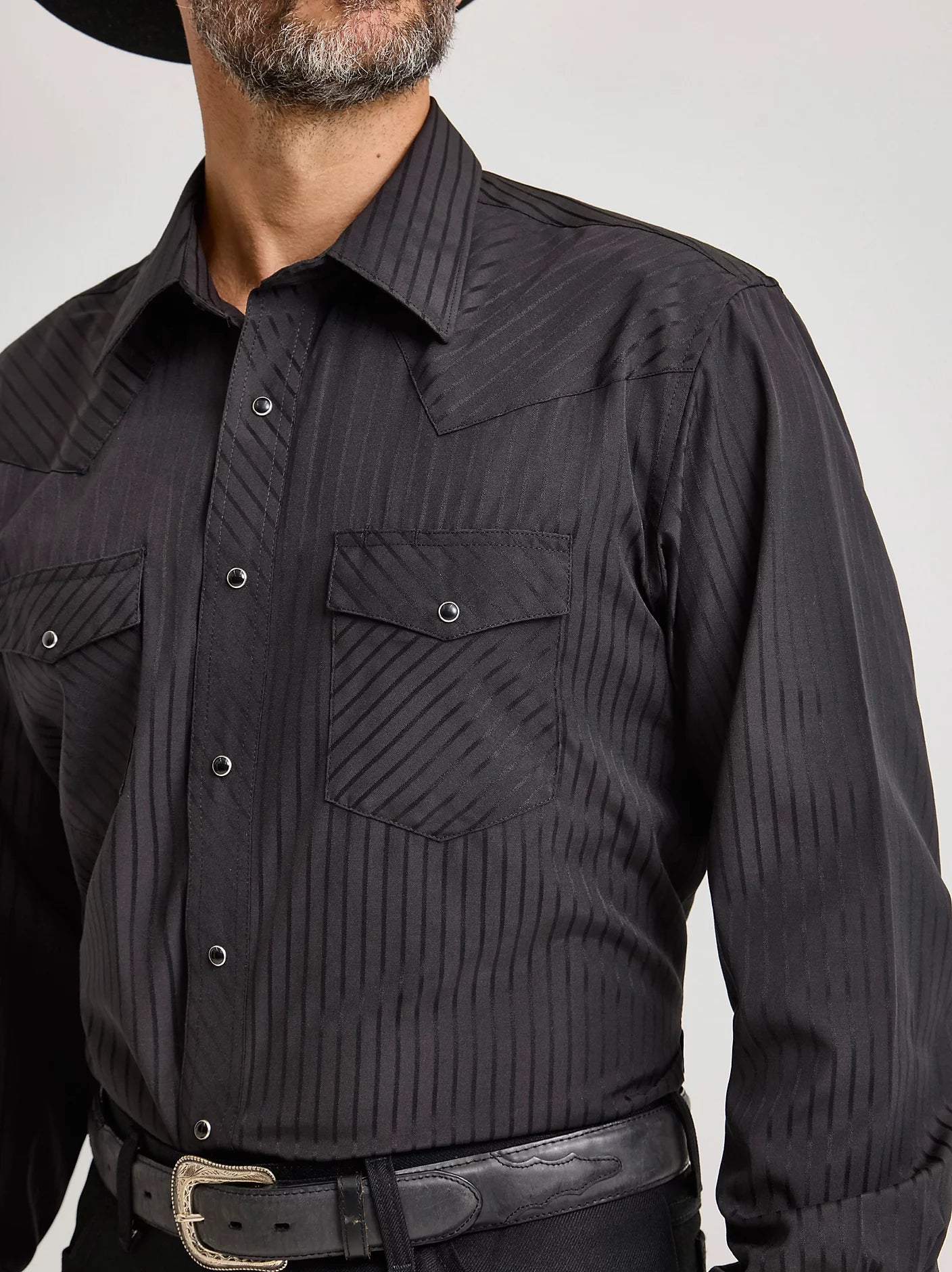 MENS WRANGLER BLACK DRESS SHIRT