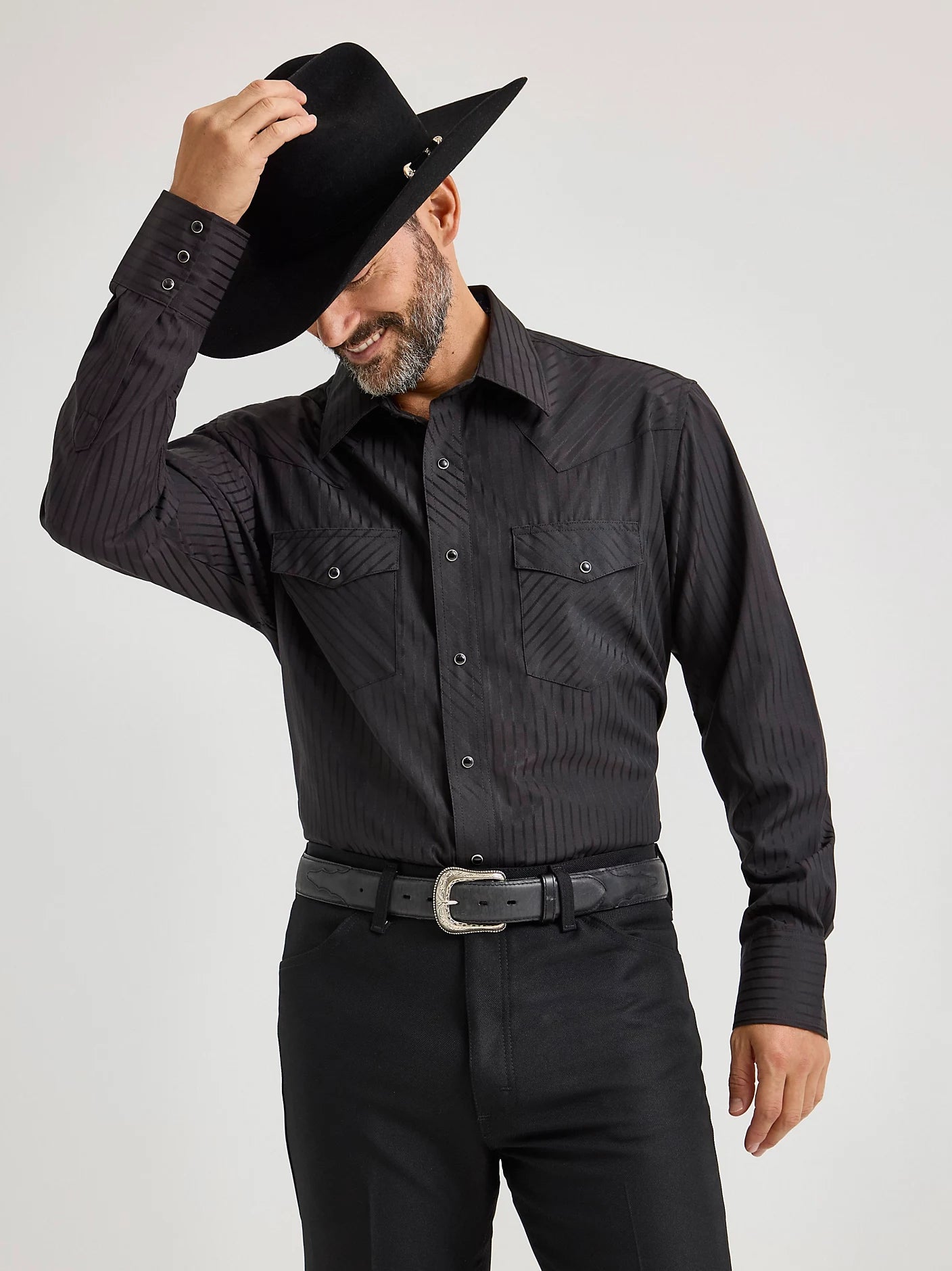 MENS WRANGLER BLACK DRESS SHIRT