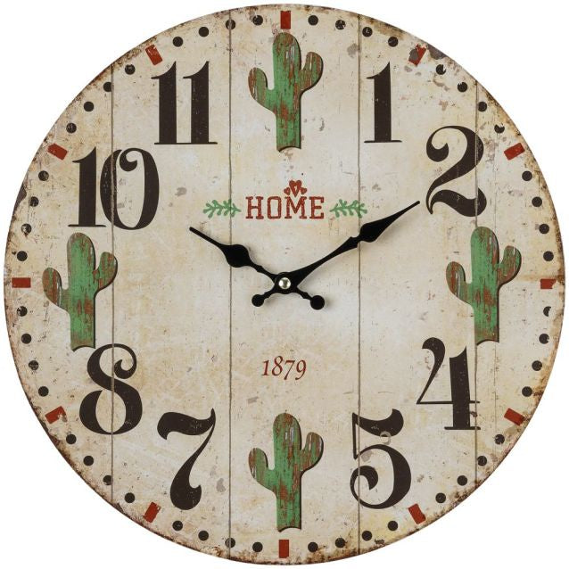 WOODEN CACTUS WALL CLOCK