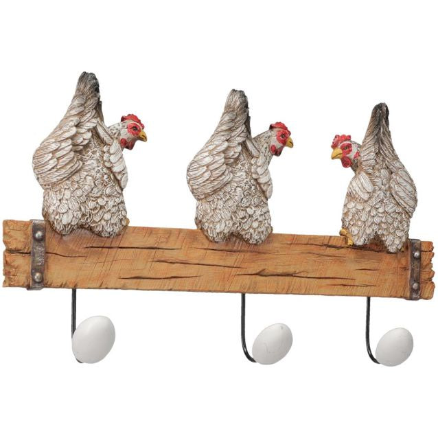 3 HOOK RACK- CHICKENS