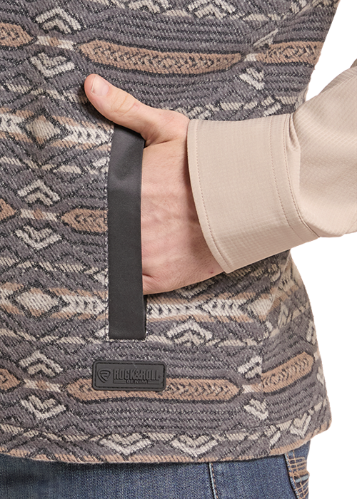 MENS AZTEC JACQUARD VEST- CHARCOAL