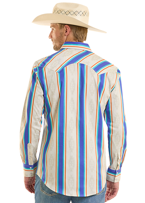 MENS CREAM/BLUE STRIPED BRUSHPOPPER