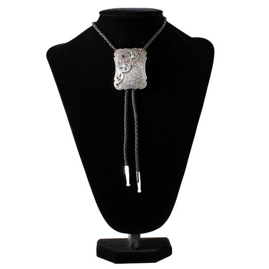 RECTANGLE FLOWER BOLO TIE