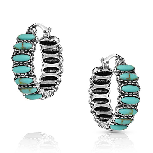 TURQUOISE RUN HOOP EARRINGS
