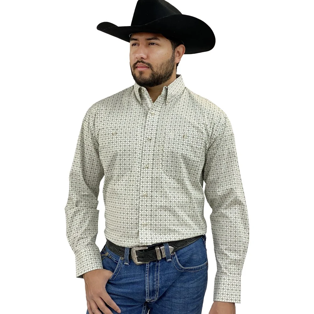 MENS GEORGE STRAIT TAN DIAMOND PRINT SHIRT