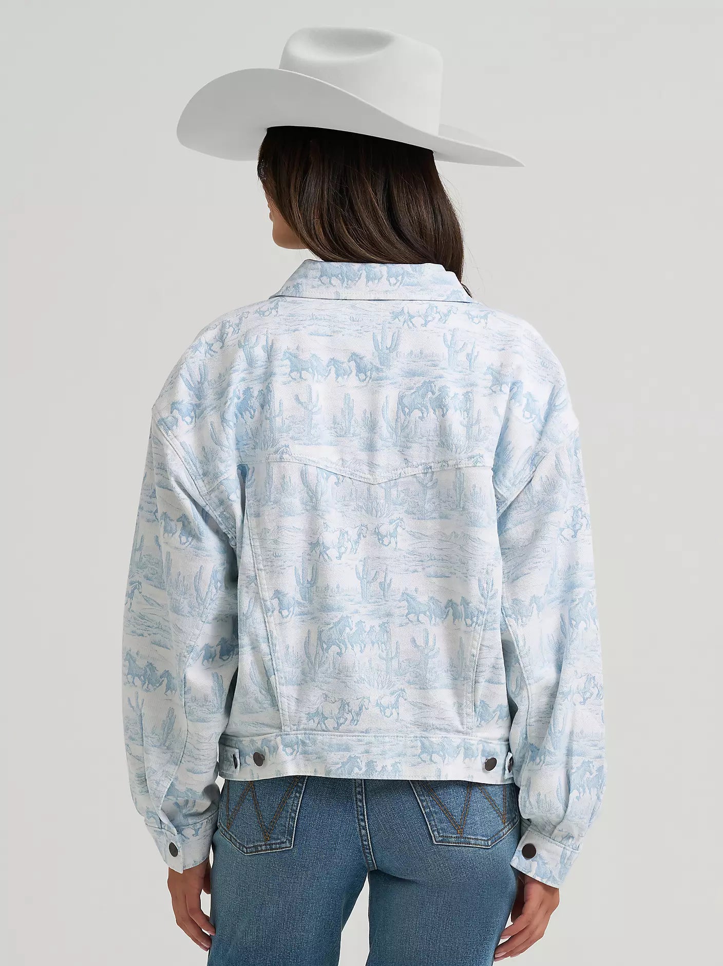 LADIES RETRO PRINTED DENIM JACKET