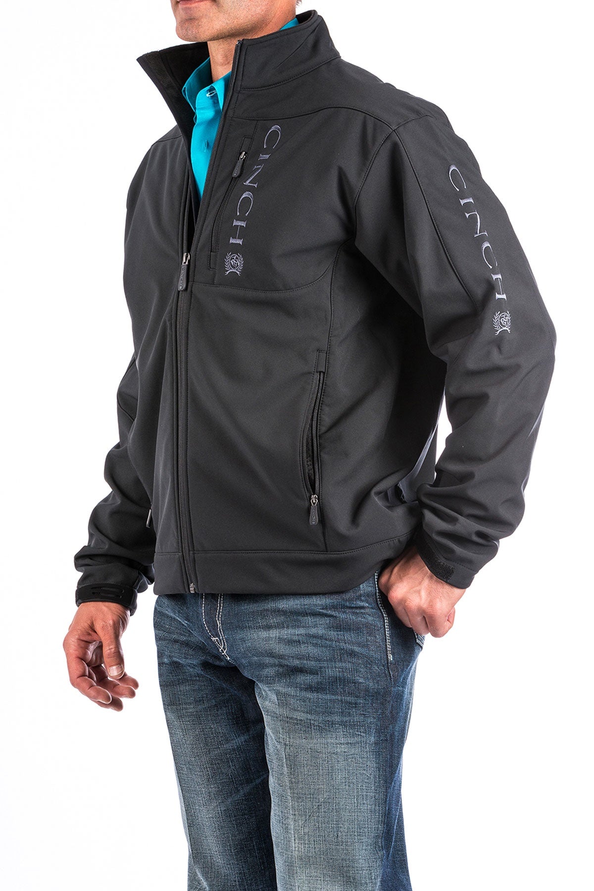 MENS BONDED SOFTSHELL JACKET- BLACK