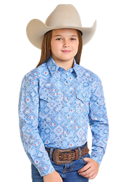 GIRLS PANHANDLE BLUE BANDANA SHIRT